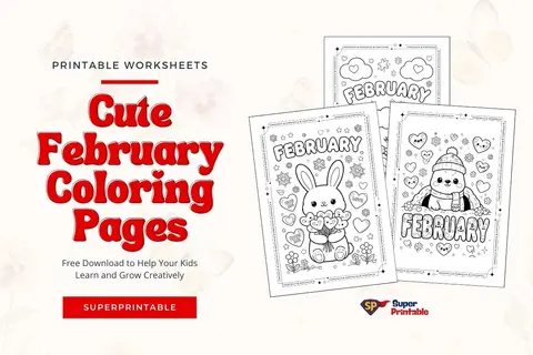 18+ Cute February Coloring Pages Feature Image