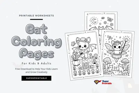 20 Bat Coloring Pages For Kids & Adults Feature Image