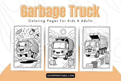 20 Garbage Truck Coloring Pages Feature Image