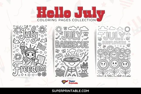 20 Hello July Coloring Pages Feature Image