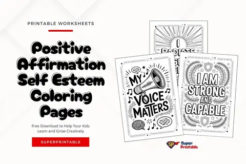 20 Positive Affirmation Self Esteem Coloring Pages for Adults