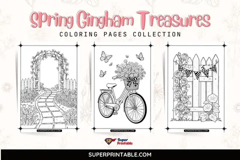30 Spring Gingham Treasures Coloring Pages Feature Image