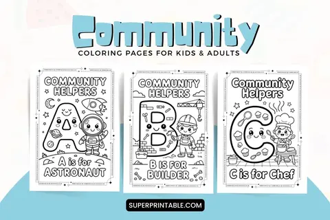 Community Alphabet Coloring Pages