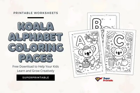 Koala Alphabet Coloring Pages Feature Image