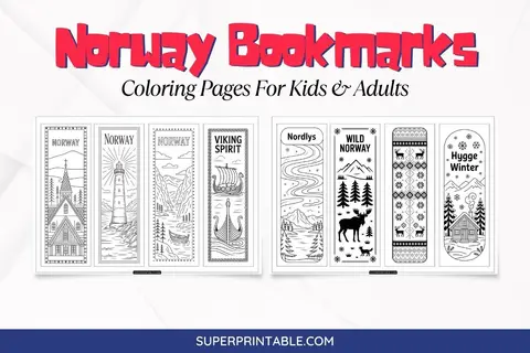 Norway Bookmarks Coloring Pages Feature Image