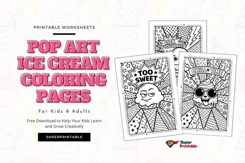 Pop Art Ice Cream Coloring Pages For Kids & Adults Feature Image