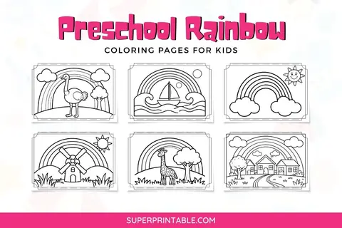 Preschool Rainbow Coloring Pages Feature Image