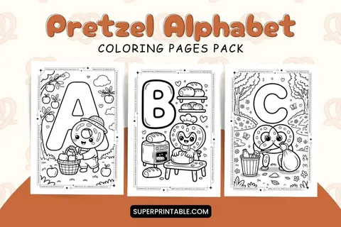 Pretzel Alphabet Coloring Pages Feature Image