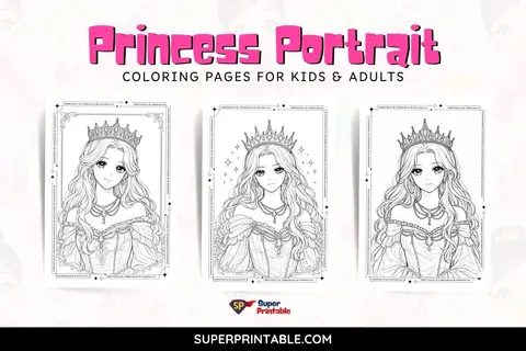Princess Portrait Coloring Pages For Kids & Adults Feature Image
