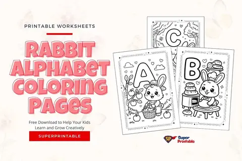 Rabbit Alphabet Coloring Pages Feature Image