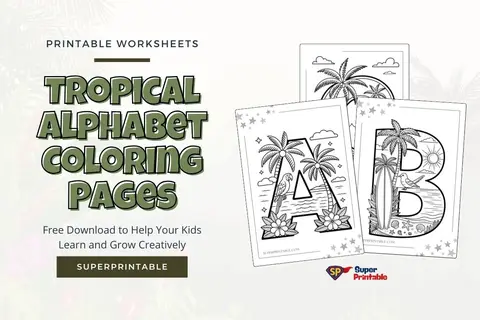 Tropical Alphabet Coloring Pages Feature Image