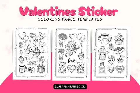 Valentines Sticker Coloring Pages Feature Image
