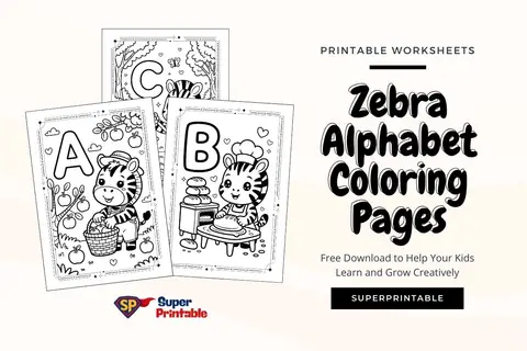 Zebra Alphabet Coloring Pages Feature Image