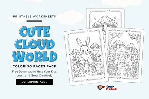 10+ Cute Cloud World Coloring Pages Feature Image
