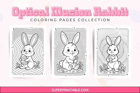 10+ Optical Illusion Rabbit Coloring Pages Feature Image