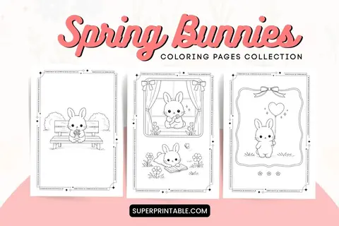 10+ Spring Bunnies Coloring Pages