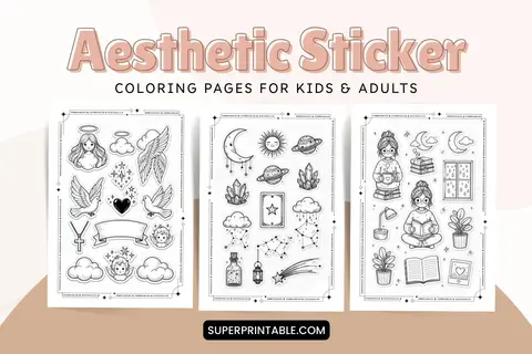 Aesthetic Sticker Coloring Pages Feature Image