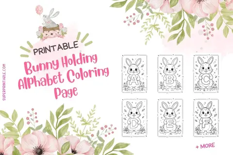Bunny Holding Alphabet Coloring Page Feature Image