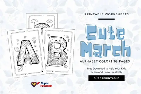 Cute March Alphabet Coloring Pages Feature Image