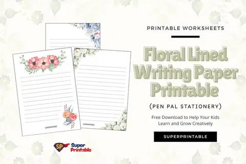 Floral Lined Writing Paper Printable (Pen Pal Stationery) Feature Image