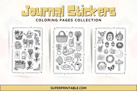 Journal Stickers Coloring Pages Feature Image