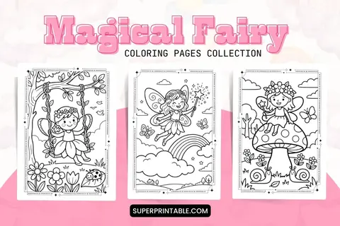 Magical Fairy Coloring Pages for Kids Feature Image