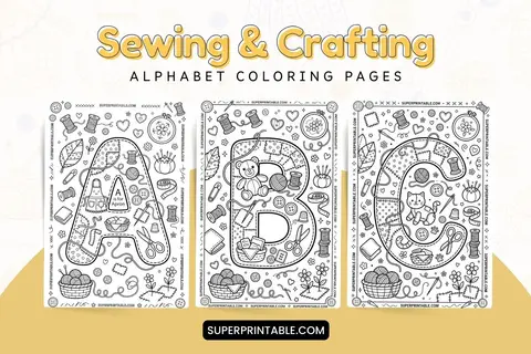 Sewing & Crafting Alphabet Coloring Pages Feature Image