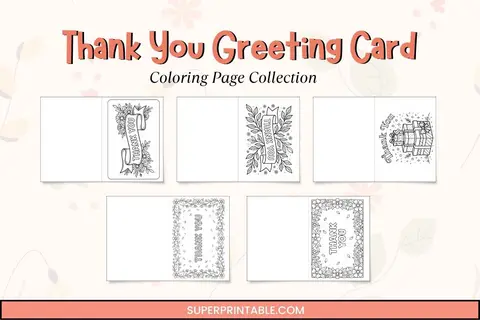 Thank You Greeting Card Coloring Page Feature Image