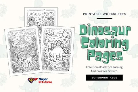 10 Dinosaur Coloring Pages Feature Image