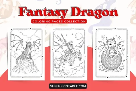 10+ Fantasy Dragon Coloring Pages Feature Image