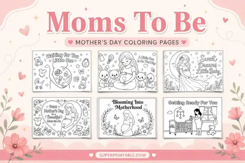 10+ Moms To Be Mother's Day Coloring Pages Feature Image