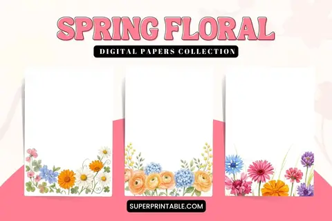 10 Spring Floral Digital Papers Feature Image