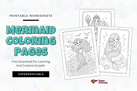12+ Mermaid Coloring Pages Feature Image