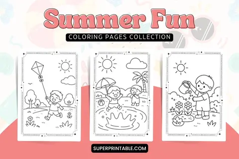 15+ Summer Fun Coloring Pages Feature Image