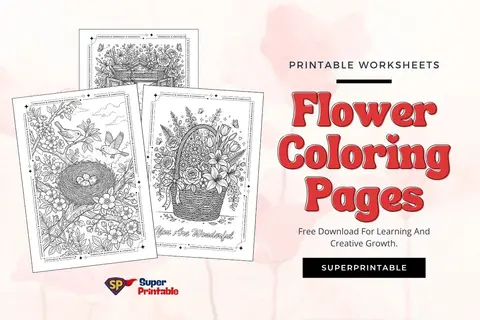 20 Flower Coloring Pages Feature Image