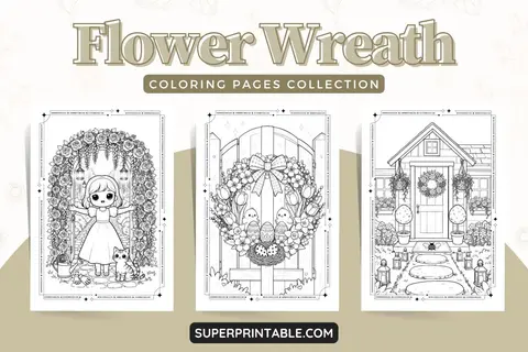 20 Flower Wreath Coloring Pages Feature Image