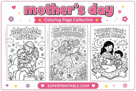 20+ Mother's Day Coloring Page Feature Image