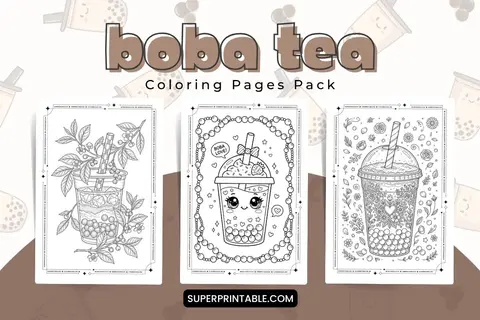 30+ Boba Tea Coloring Pages Feature Image