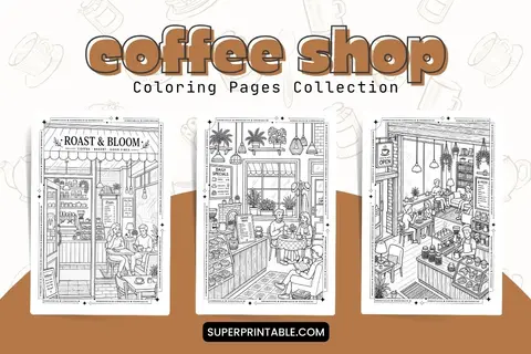 30 Coffee Shop Coloring Pages Feature Image