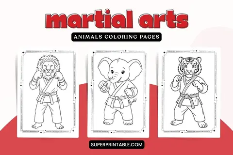30+ Martial Arts Animals Coloring Pages Feature Image