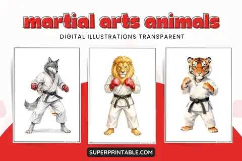30 Martial Arts Animals Digital Illustrations Feature Image