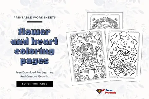 38+ Flower and Heart Coloring Pages Feature Image