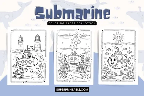 9 Submarine Coloring Pages Feature Image