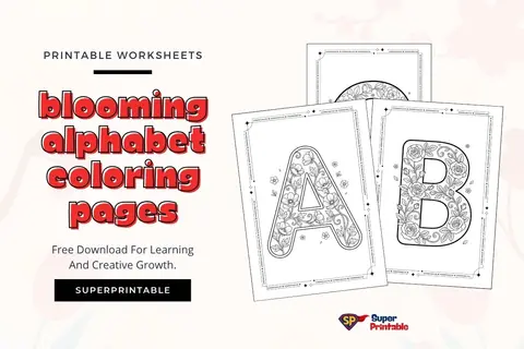 Blooming Alphabet Coloring Pages Feature Image