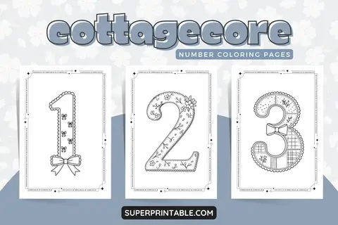 Cottagecore Number Coloring Pages Feature Image