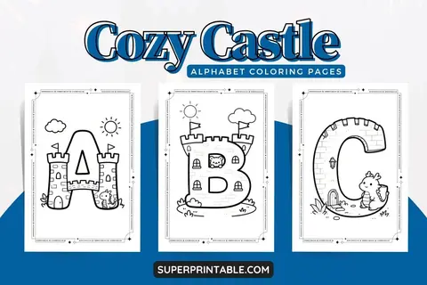 Cozy Castle Alphabet Coloring Pages Feature Image