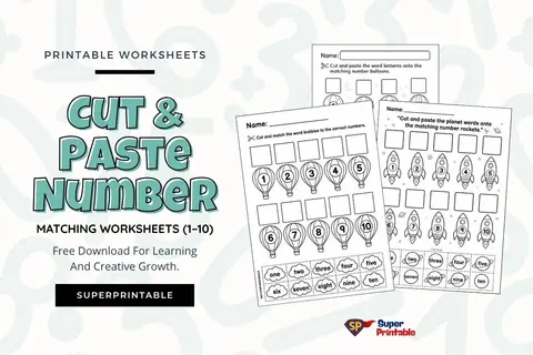 Cut & Paste Number Matching Worksheets (1–10) Feature Image