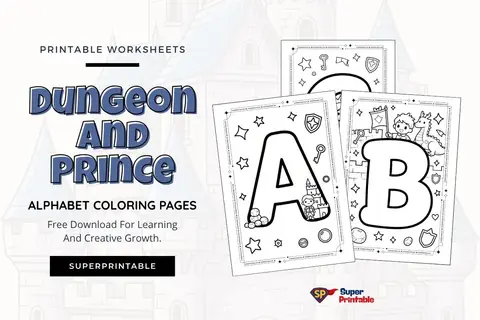 Dungeon and Prince Alphabet Coloring Pages Feature Image