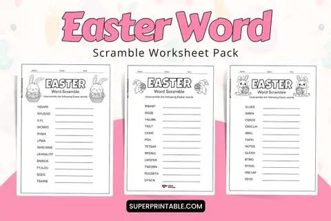 Easter Word Scramble Worksheet Feature Image