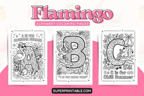 Flamingo Alphabet Coloring Pages